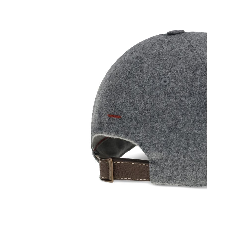 Brunello Cucinelli Gray Wool Baseball Cap