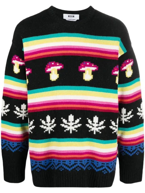 MSGM patterned jacquard crew-neck jumper