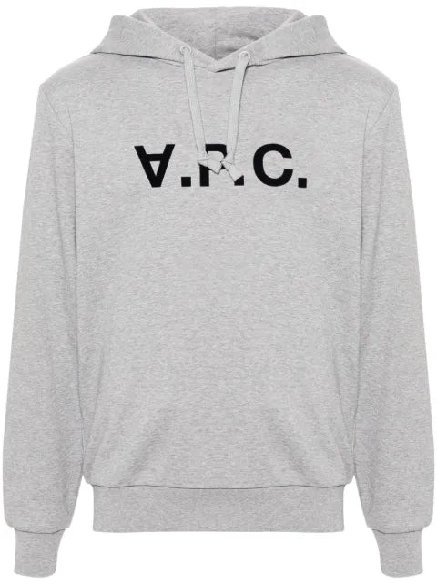 A.P.C. flocked-logo cotton hoodie