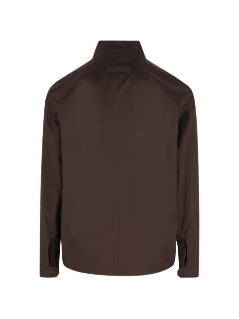 Zegna leather-detail jacket