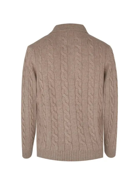 Gran Sasso cable-knit polo-collar sweater