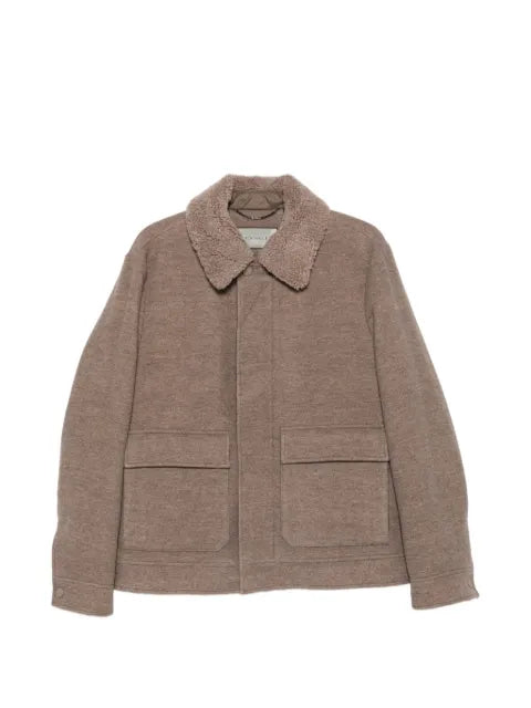 Canali shearling-collar patch-pocket jacket