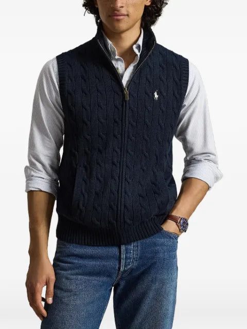 Polo Ralph Lauren cable-knit zip-up sleeveless cardigan