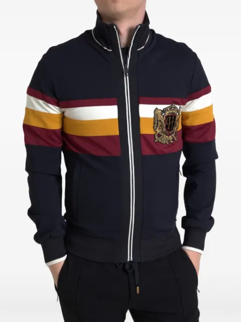 Dolce & Gabbana embroidered-crest striped sweater