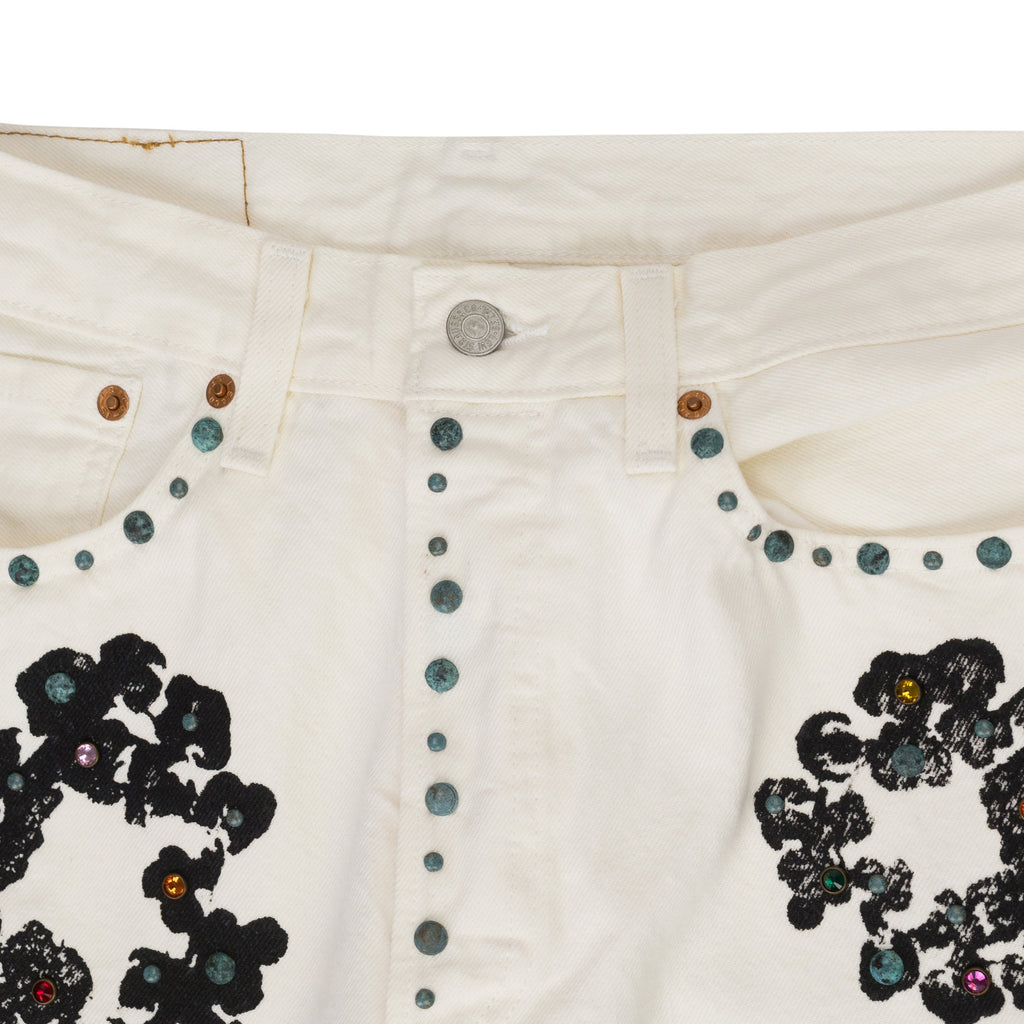 White Rhinestone Jeans