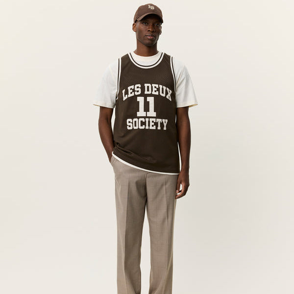 Les Deux Silas Mesh Tank Top: Turkish Coffee Brown