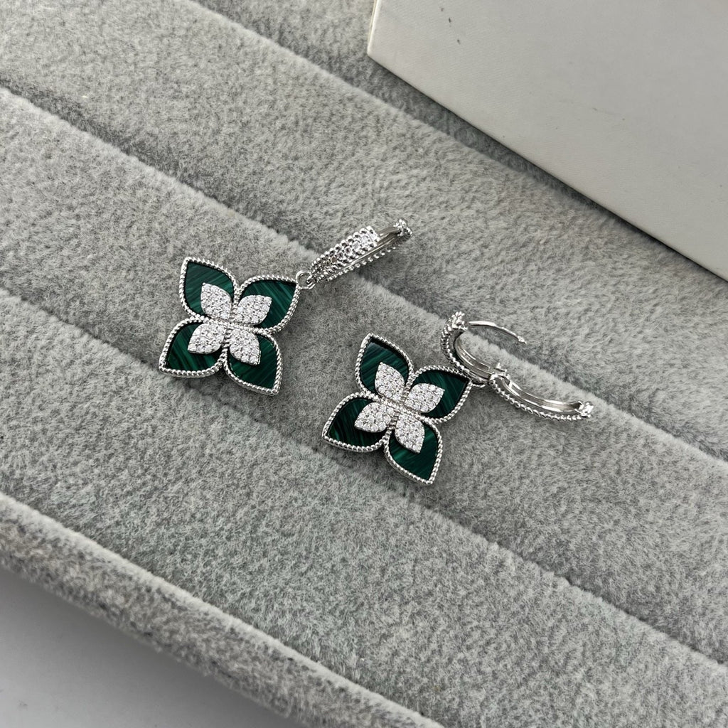 Roberto Coin Style Four-Leaf Clover Cubic Zirconia Earrings