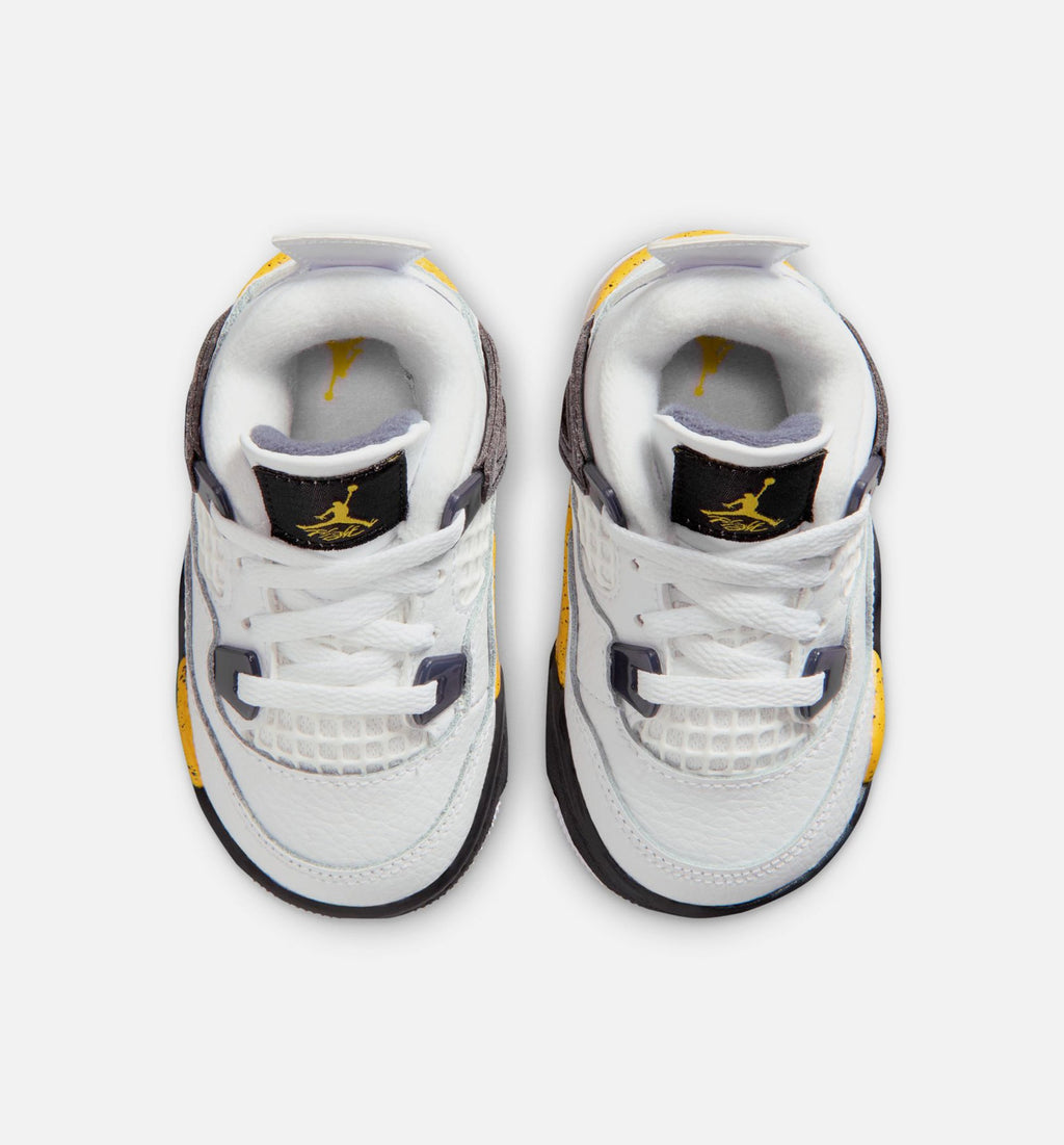 Air Jordan 4 Retro Rare Air Tour Yellow Infant/Toddler Lifestyle Shoes - White/Dark Blue Grey/Black/Tour Yellow