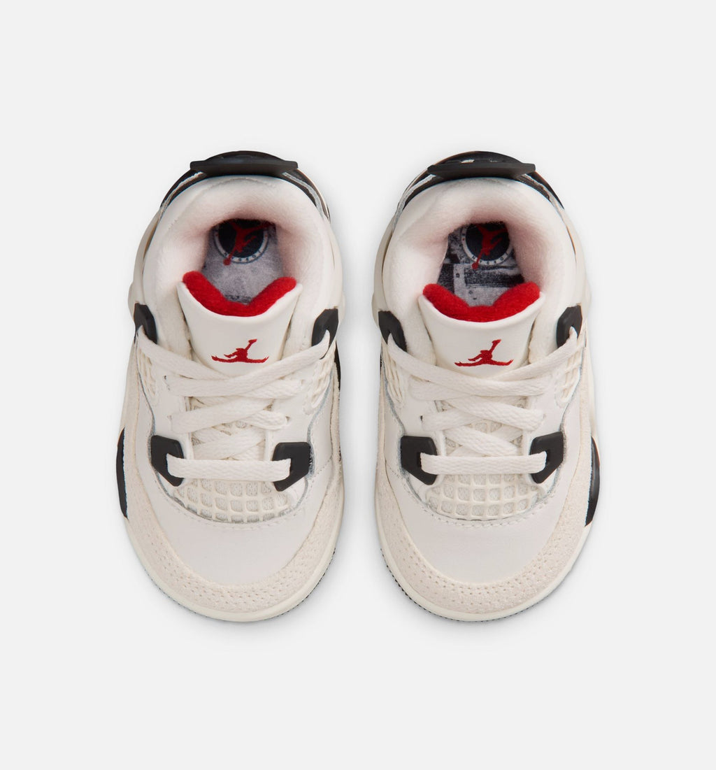 Air Jordan 4 Retro Flight Club Infant Sneakers - Sail/Black/University Red