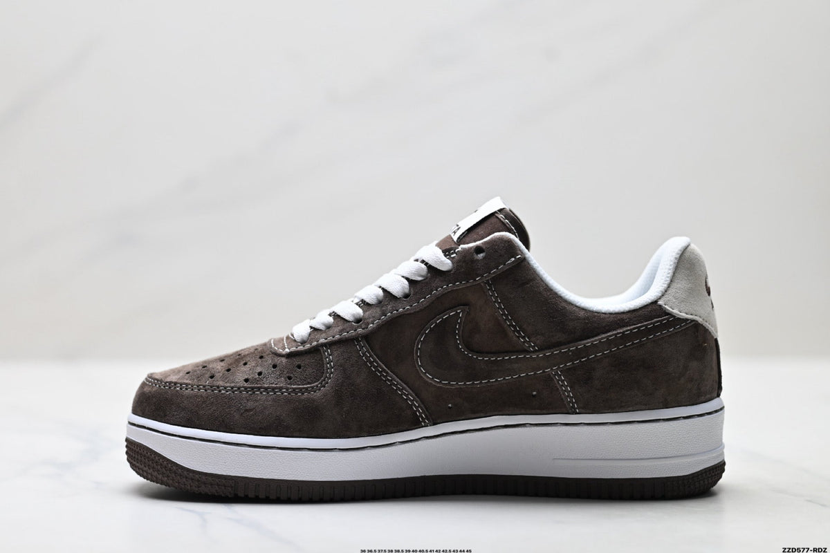 Nike Air Force 1 Low Brown White Unisex Sneakers Style 07