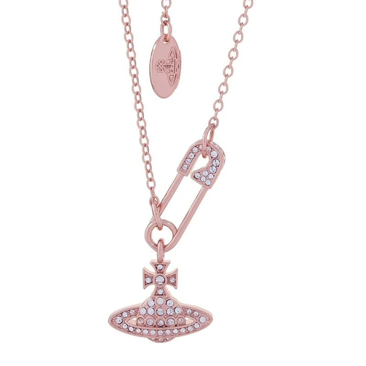 Vivienne Westwood Style Safety Pin Orb Chain Necklace
