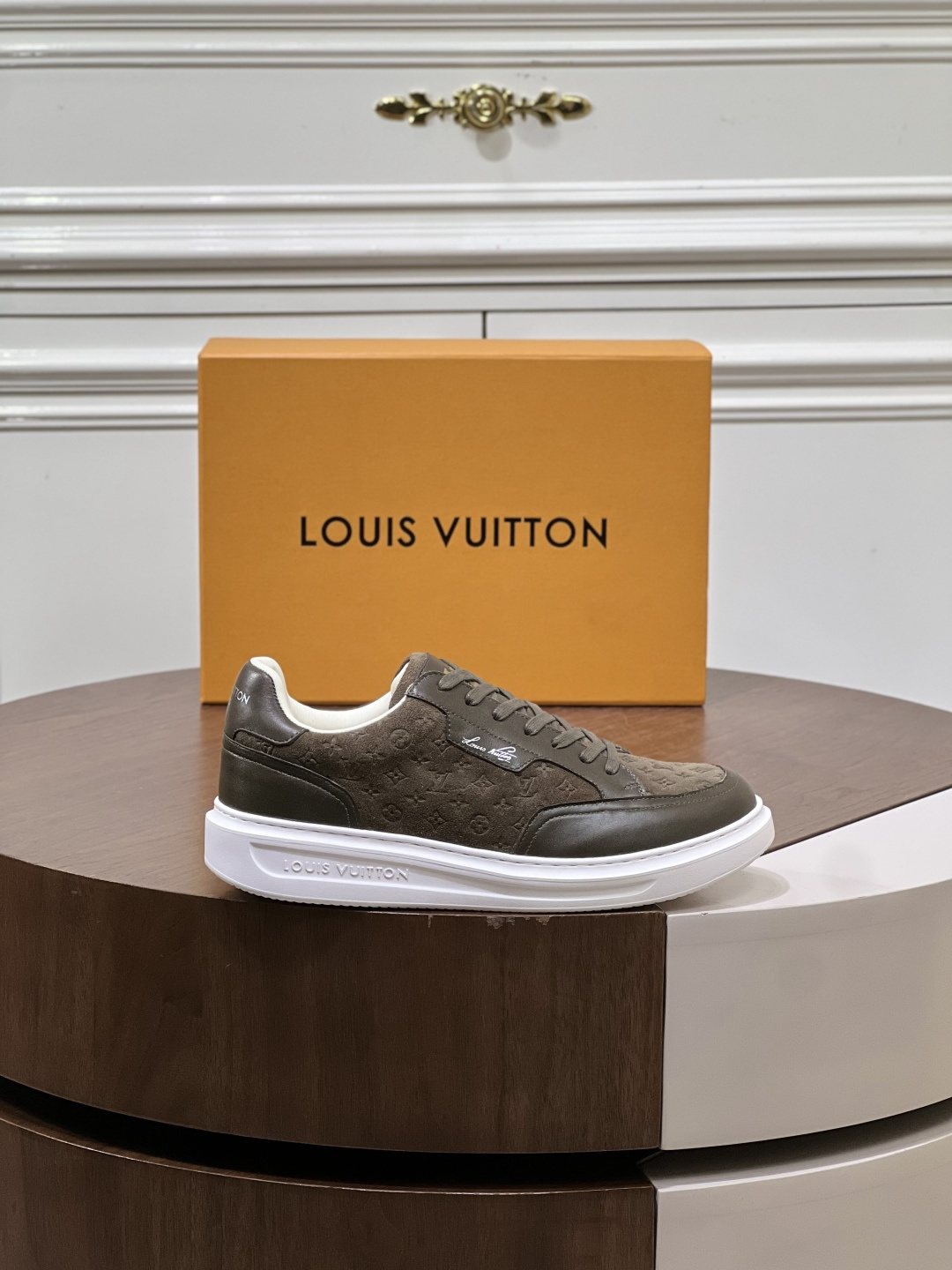 Louis Vuitton Olive Brown Patterned Low-Top Sneakers