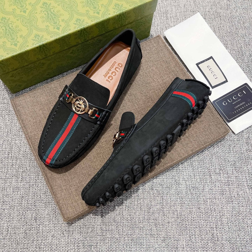Gucci Black Stripe Driving Shoes