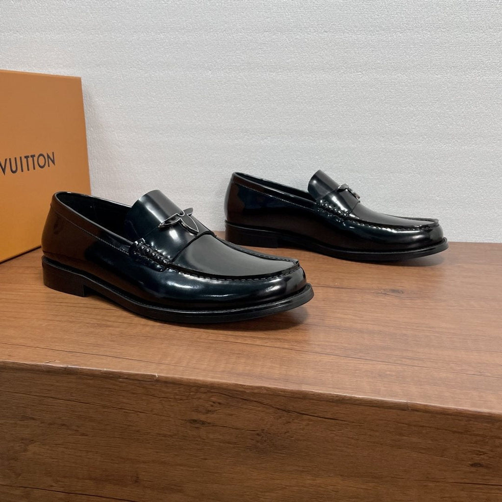 Louis Vuitton Black Logo Buckle Loafers