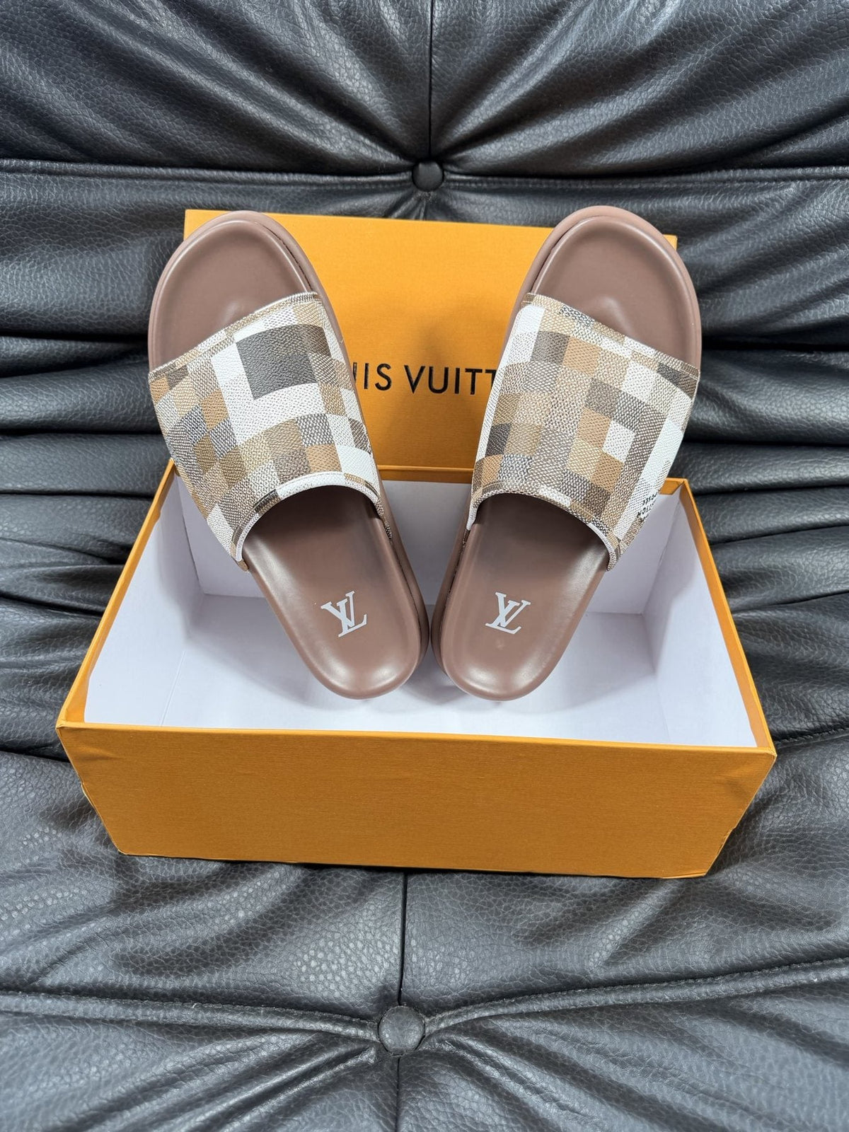 Louis Vuitton Checkered Slide Sandals
