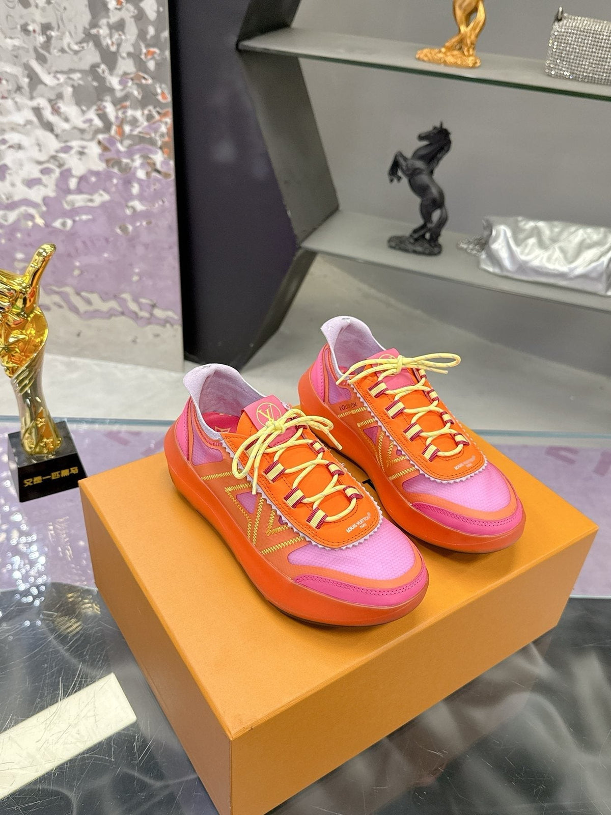 Louis Vuitton Aqua Blue and White Low-Top Sneakers