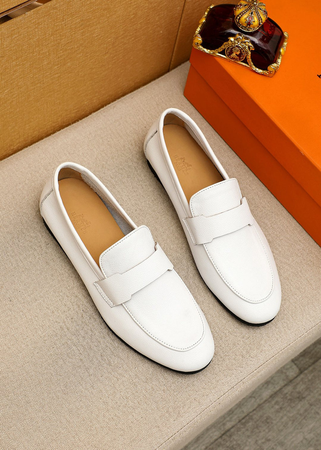 Hermès Pebbled Leather Loafers
