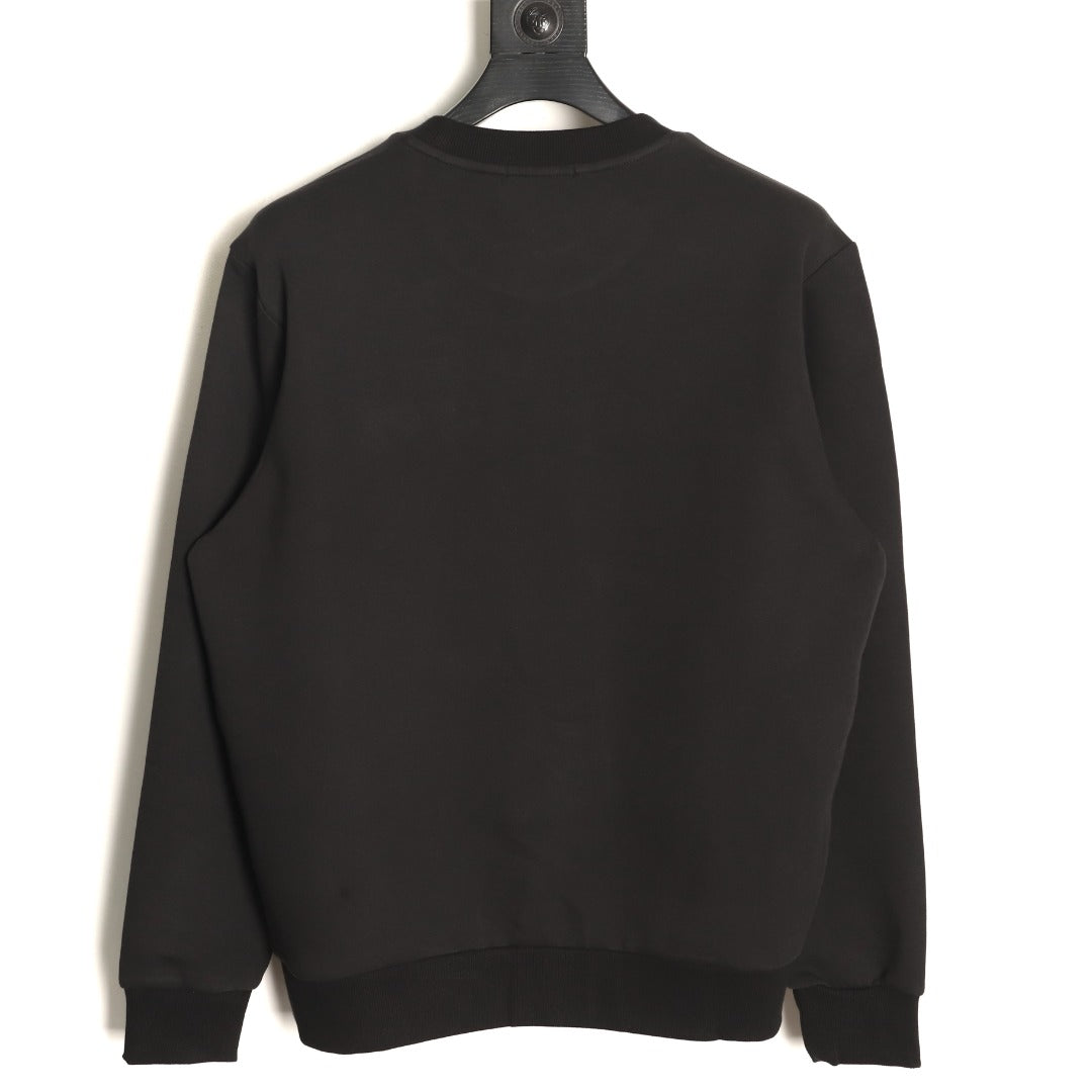 Prada Black Triangle-Detail Crewneck Sweatshirt with Red Silicone Trim