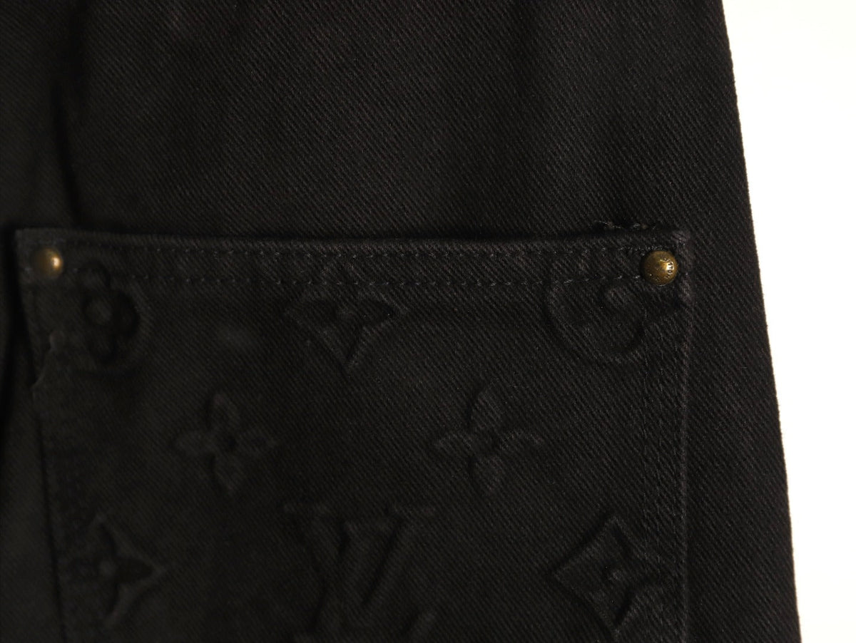 Louis Vuitton Monogram-Style Denim Cargo Trousers - Black